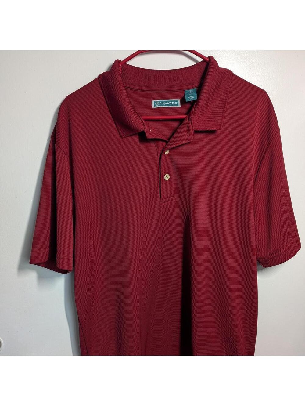 Cubavera Burgundy Textured Polo Shirt